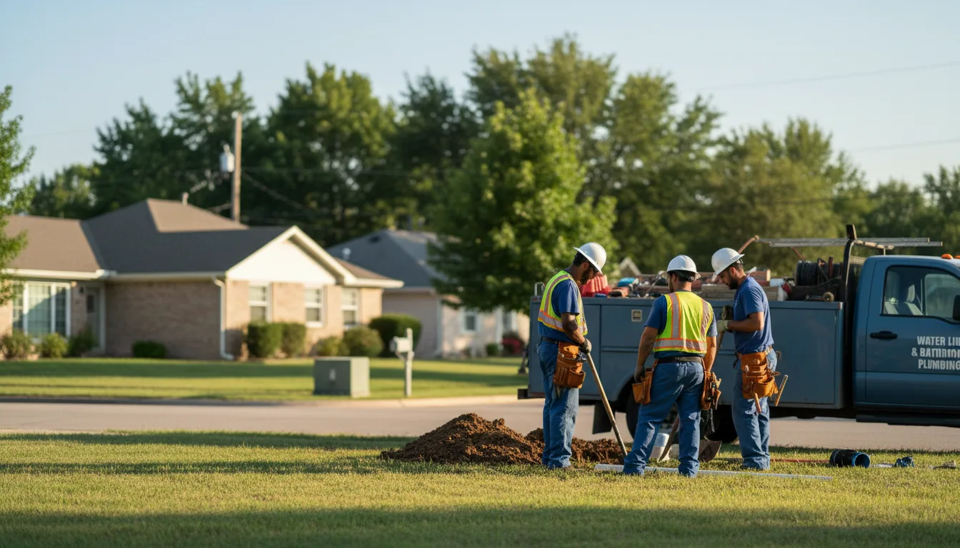 Residential water line and bathroom plumbing service in Evansville, WY